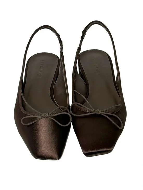 NIB Everlane The Ballet Slingback Heel in Deep Brown Satin, Size 5.5 - Picture 6 of 12